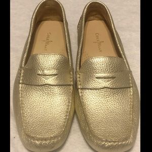 Womens Cole Haan Trillby Gold Metallic Loafers 8.5